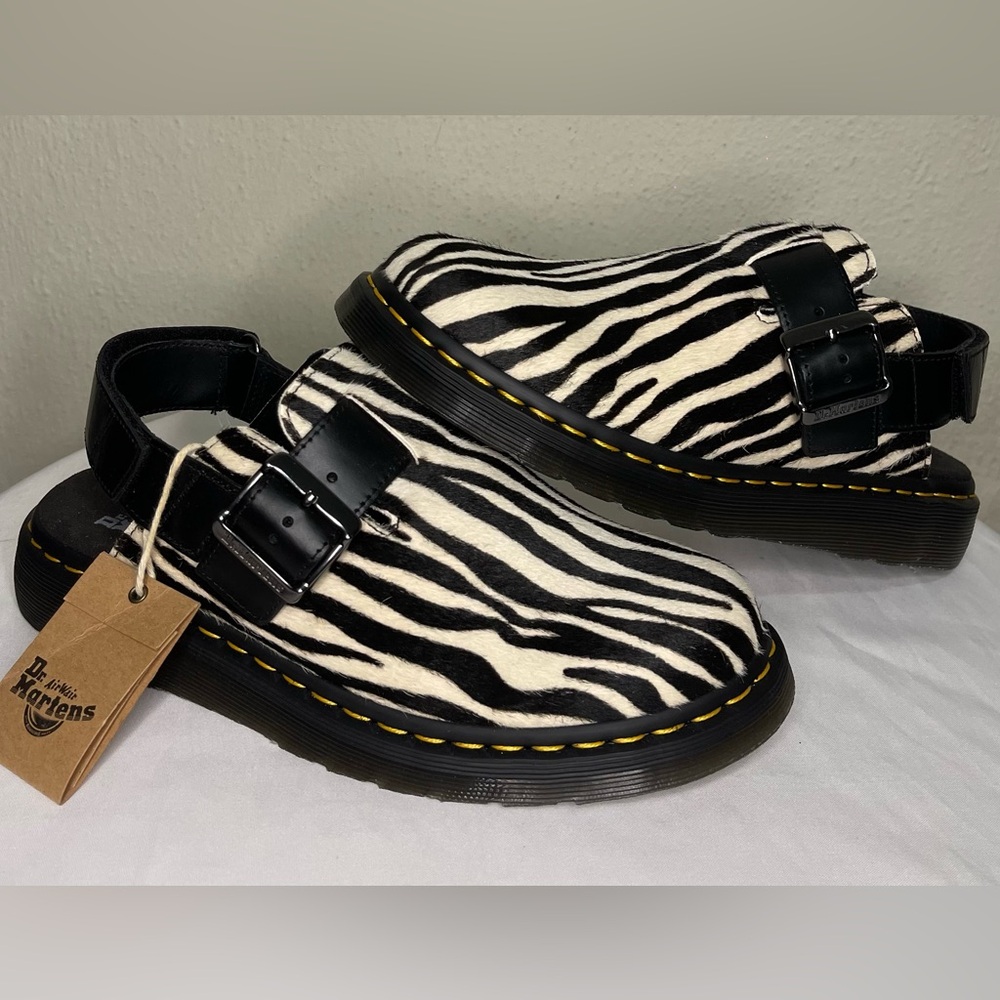 NEW RARE Dr Martens Zebra Mules Fisherman Clogs Mary Jane sz 8